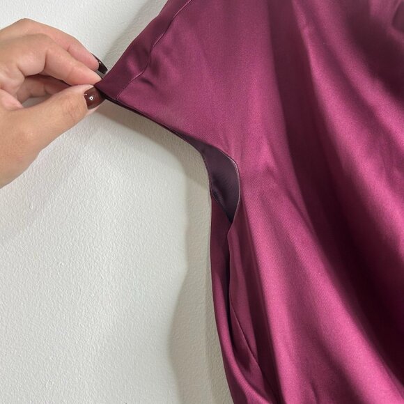 Talbot Runhof Cocktail Dress Sz 10/12 Burgundy Ruched Sheath Luxury Gala Yacht - Picture 5 of 13